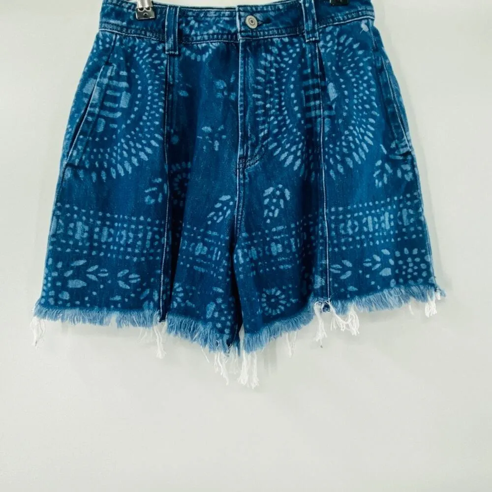 NEW Free People We The Free Amelie Printed A-Line Denim Jean Shorts Size 26 Boho - Image 5