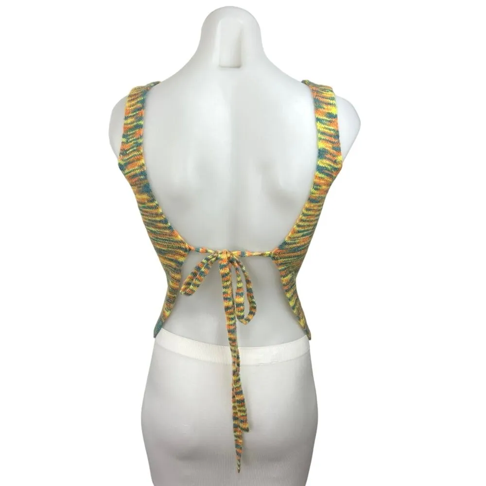 Urban Outfitters Motel Multicolor Striped Space Dye Open Tie Back Tank Top Sz XS - Image 2