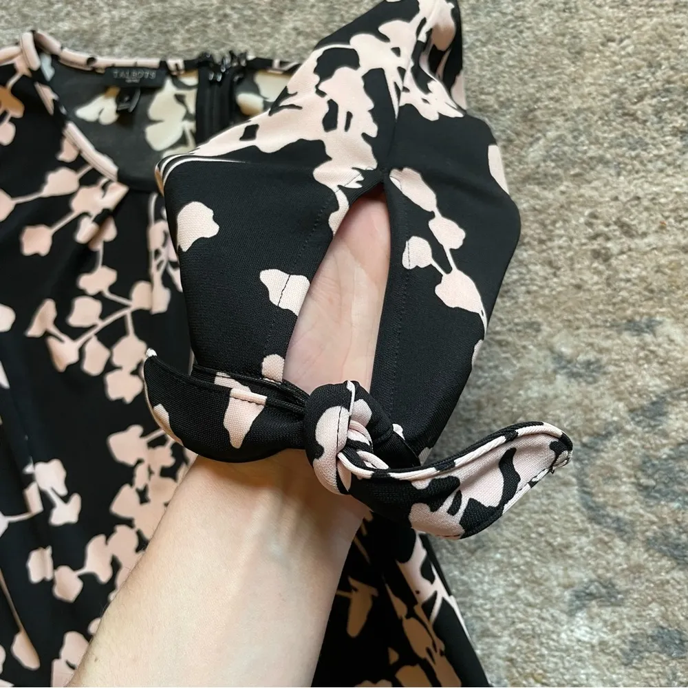 Talbots Cherry Blossom Sakura Floral Printed A-Line Circle Skirt Midi Dress PS - Image 3