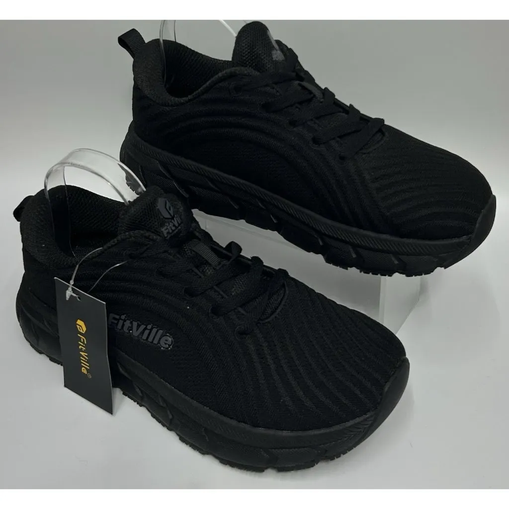 Fitville Marca Women’s Shoes Sneakers Size 11W Wide Fit Black Orthopedic Lace Up - Image 2