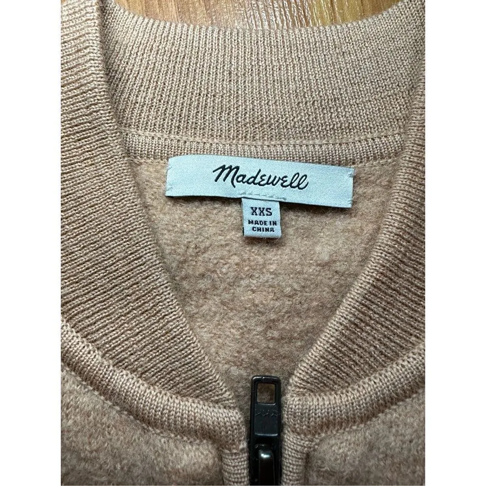 Madewell Bomber Sweater-Jacket in Bright Apricot Sz XXS - Image 5