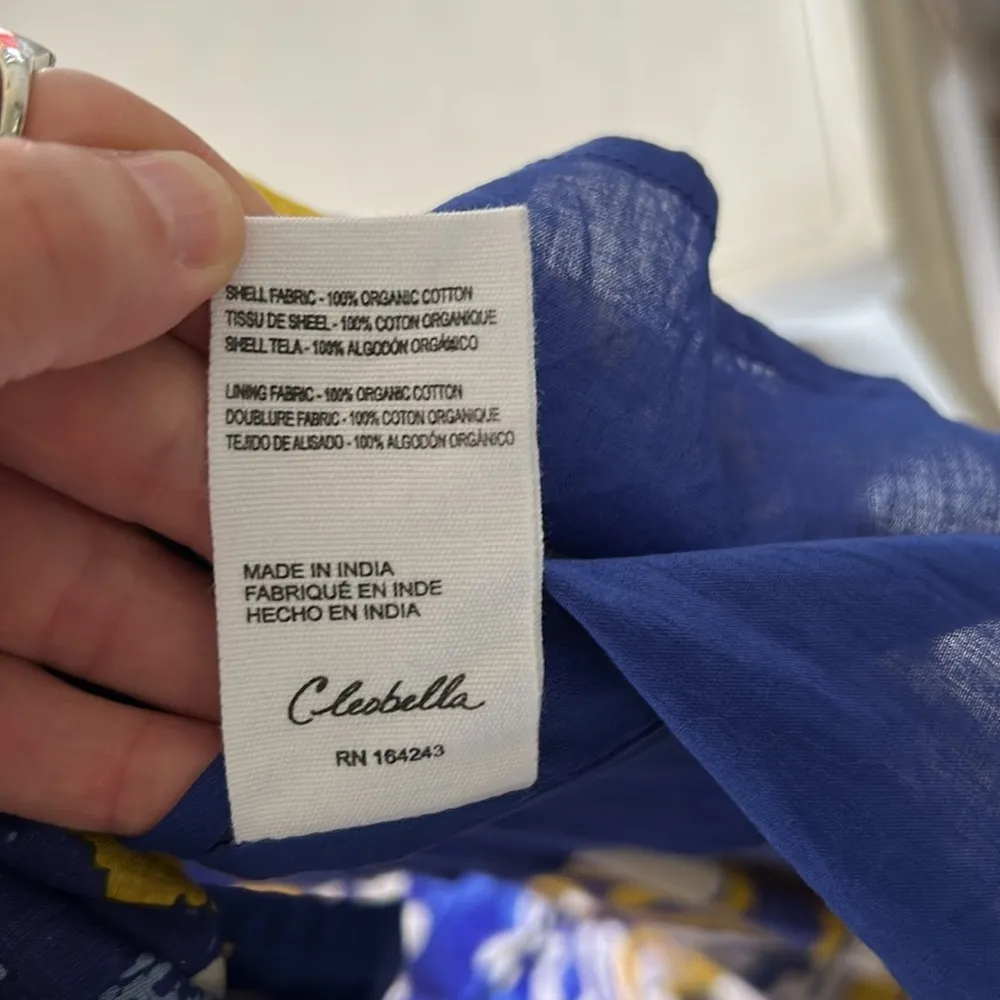 Cleobella Muriel organic cotton boho blue gold Midi maxi Dress In Azores small​​ - Image 10
