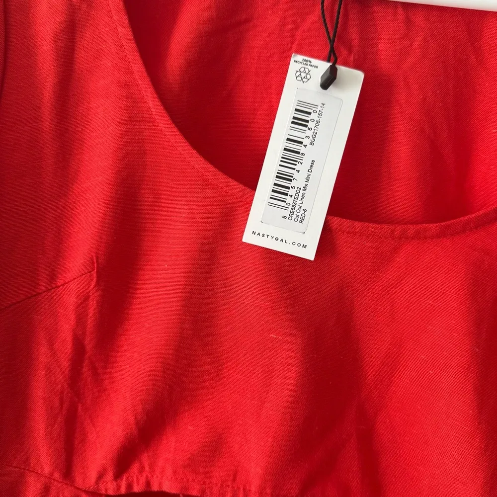 Nasty Gal Red Linen Mix Cut Out Mini Dress - Image 5