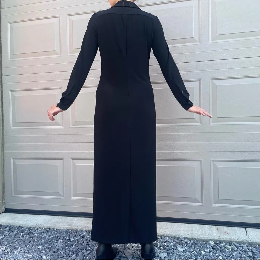 Norma Kamali Timeless Chic Minimalist Jersey Knit Black Maxi Shirt Dress Small - Image 3