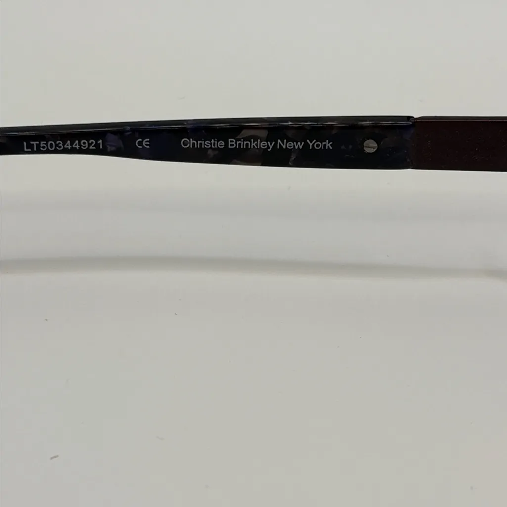 Christie Brinkley NEW YORK brown gem BLUE Tortoise shell eyeglasses demo frame - Image 7