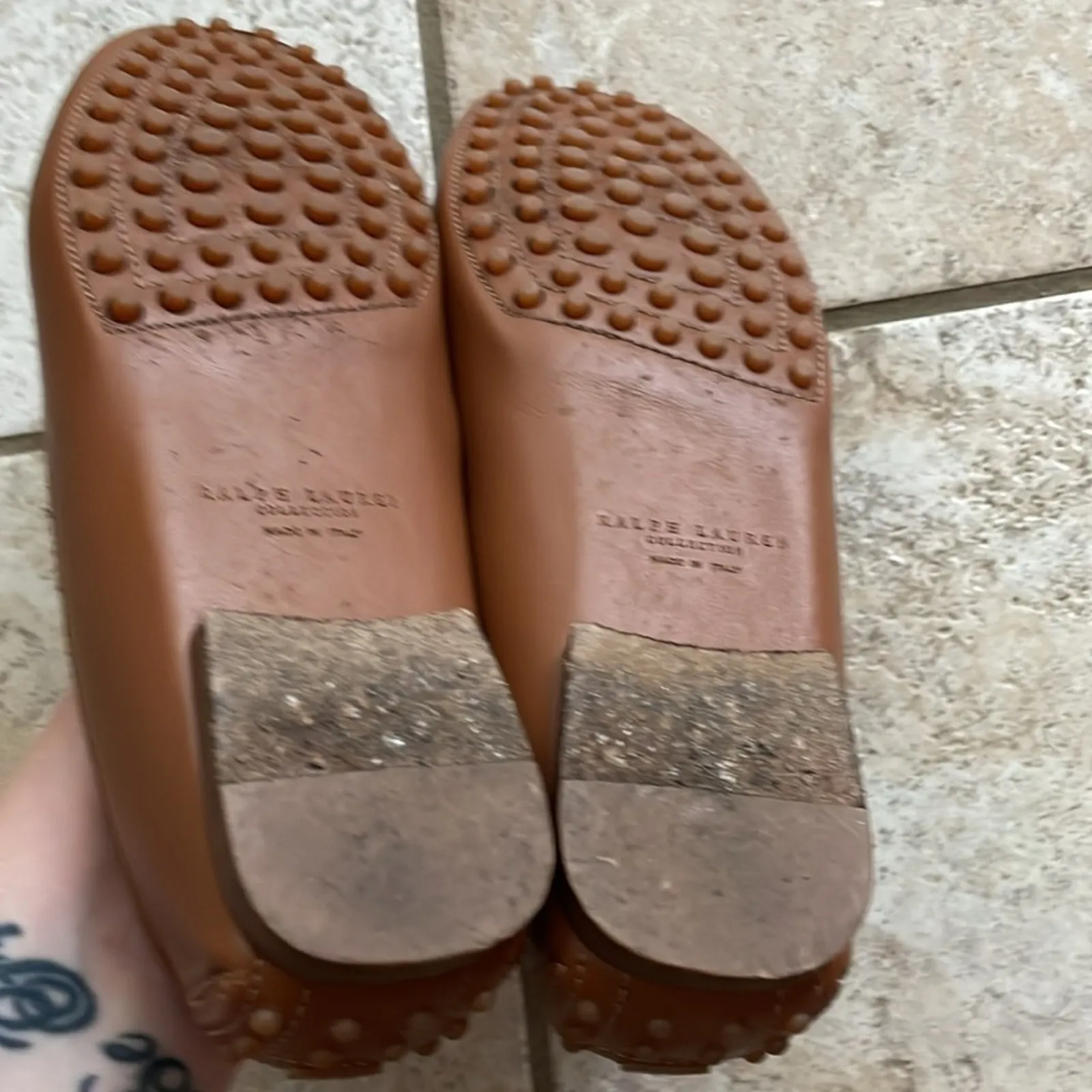 RALPH LAUREN COLLECTION DASITA Tan Leather Driver Loafer Moccasin Shoes Size 5.5 - Image 8