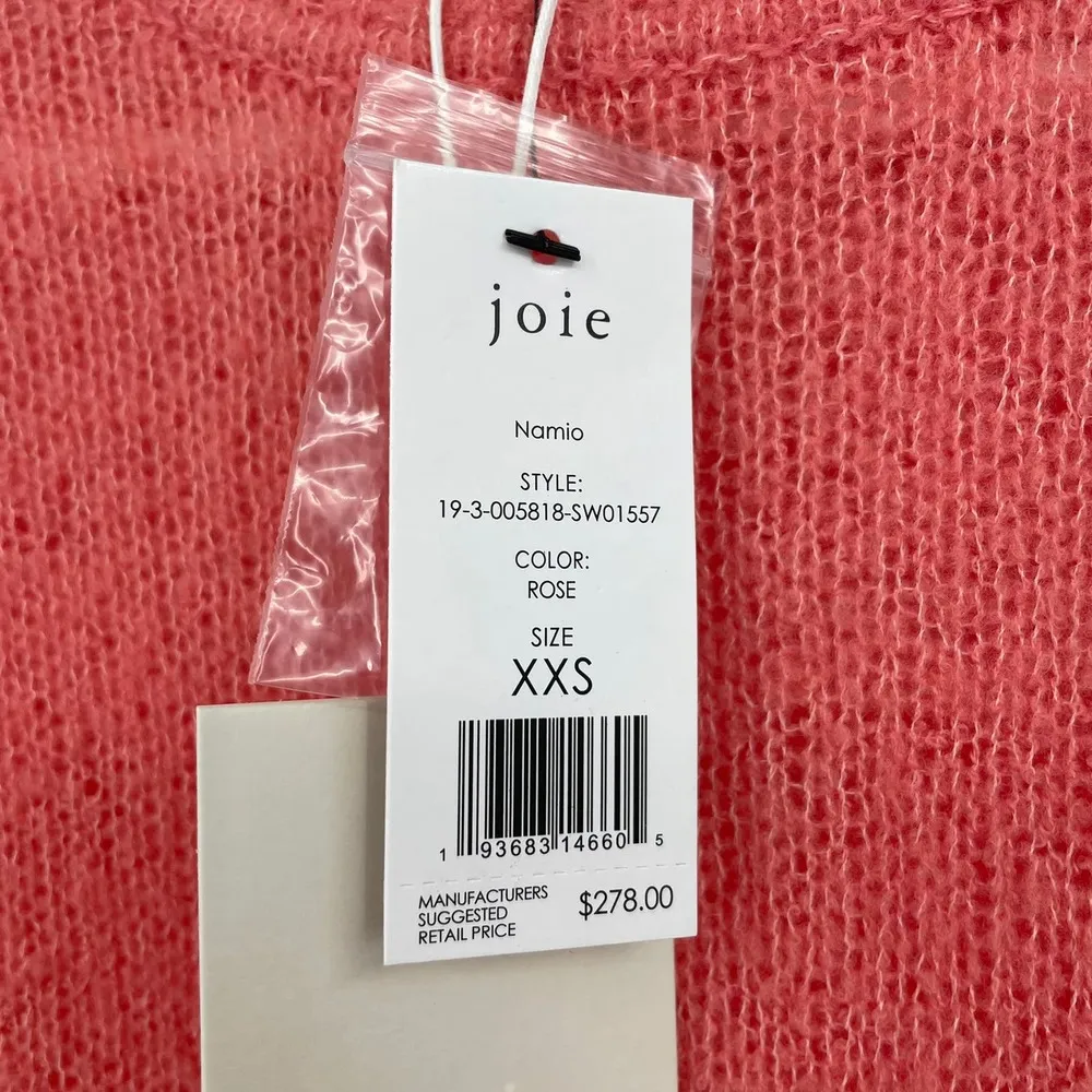 Joie Namio Button Sleeve Crewneck Loose Knit Coral Sweater Size XXS NWT $278 - Image 4