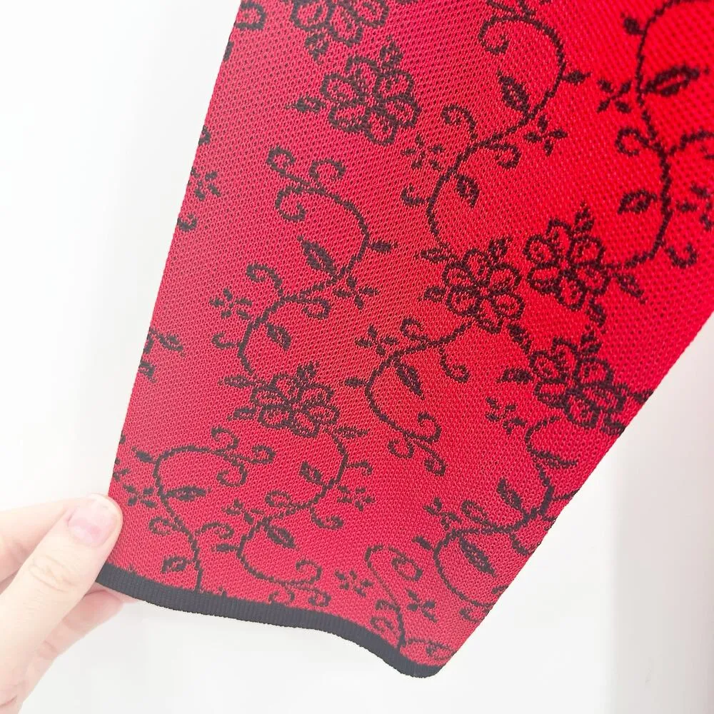 Misook  Womens Fall Layer Liquid Knit Open Front Floral Longline Cardigan Size L - Image 7