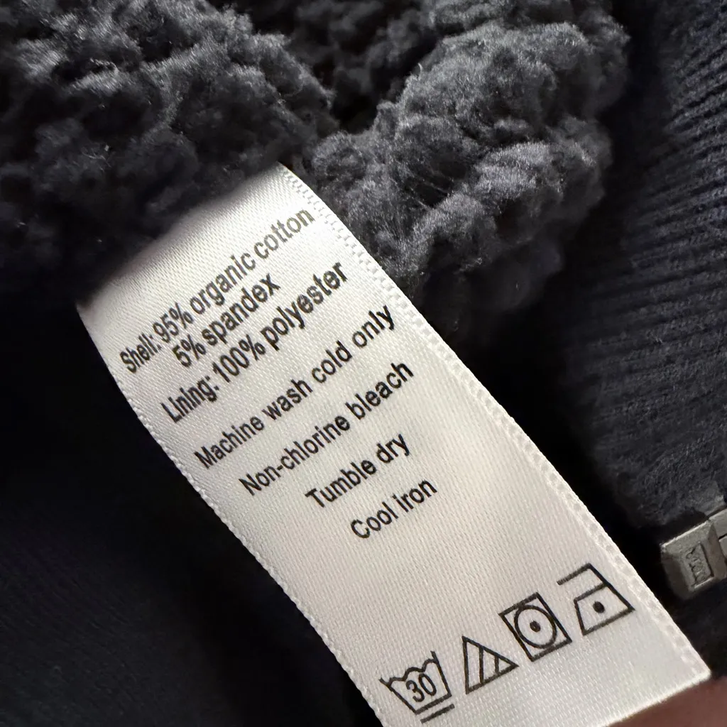 Alo yoga black full zip hooded jacket Sherpa Organic cotton fitted vintage Y2K S - Image 5