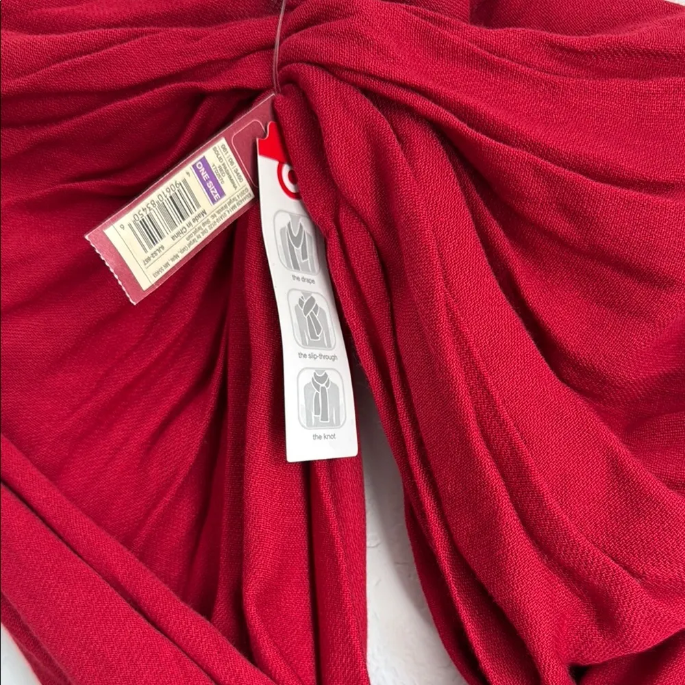 Merona Red Scarf Elegant Lightweight Wrap - Image 3