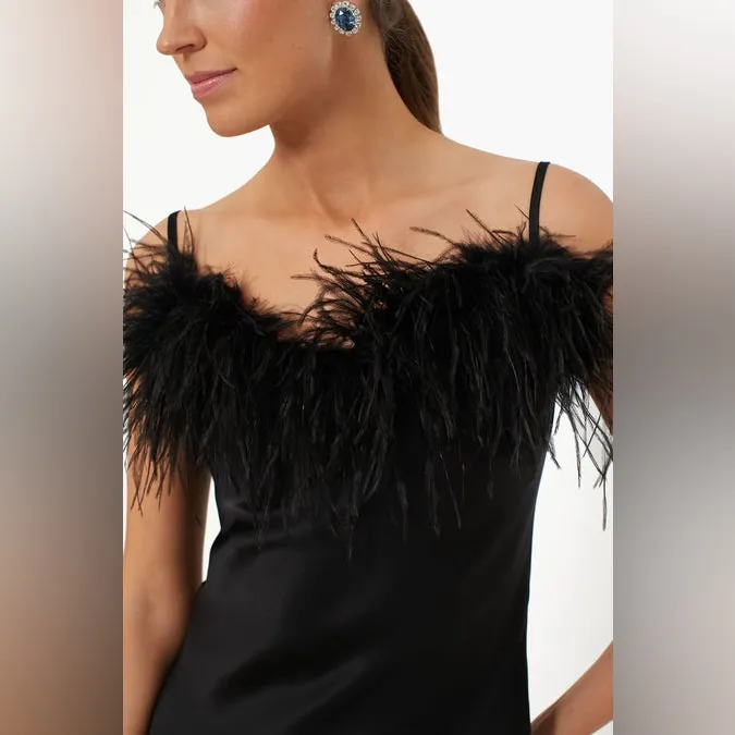 NWT Sleeper Boheme Midi Dress size Large L black feathers slip Tuckernuck - Image 3