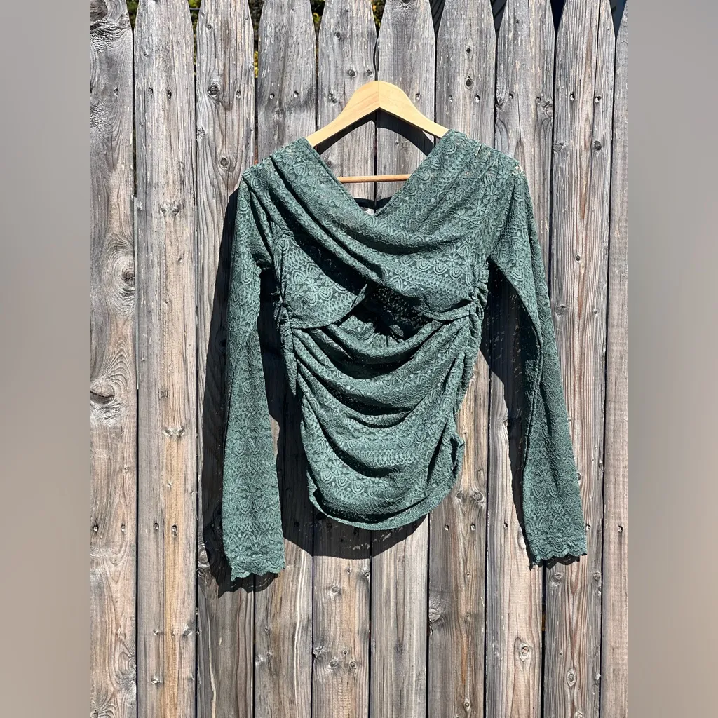 Free People Hold Me Closer Sage Green Lace Long Sleeve Top - Image 15