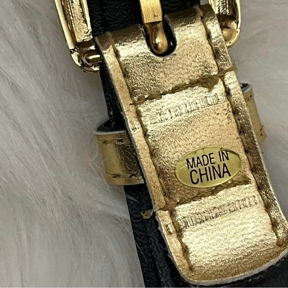 Vintage 90’s Gold Celestial Theme Belt Faux Leather and Metal 28/30 - Image 4