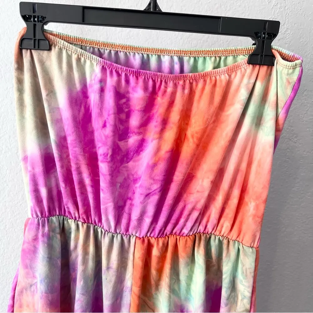 VCAY Vacation Tie-Dye Multicolor Summer Strapless Short Romper Large NWT - Image 7