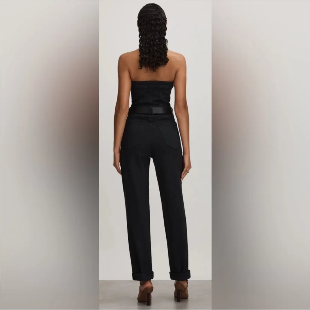 Good American Black Denim Jumpsuit medium - Image 6