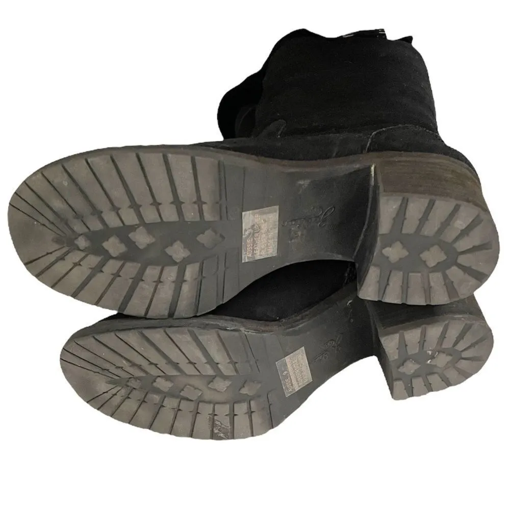 Zodiac Aussie Over the Knee Boots Black Sueded Buckle Heel Round Toe Size 9 - Image 2