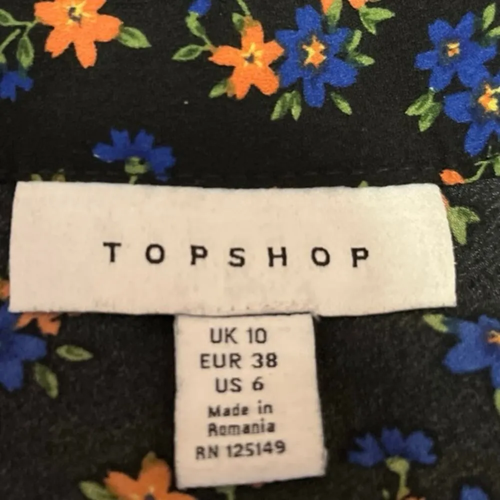 Topshop Women's Black Multicolor Floral Ruched High Low Midi Slip Skirt Size 6 - Image 4