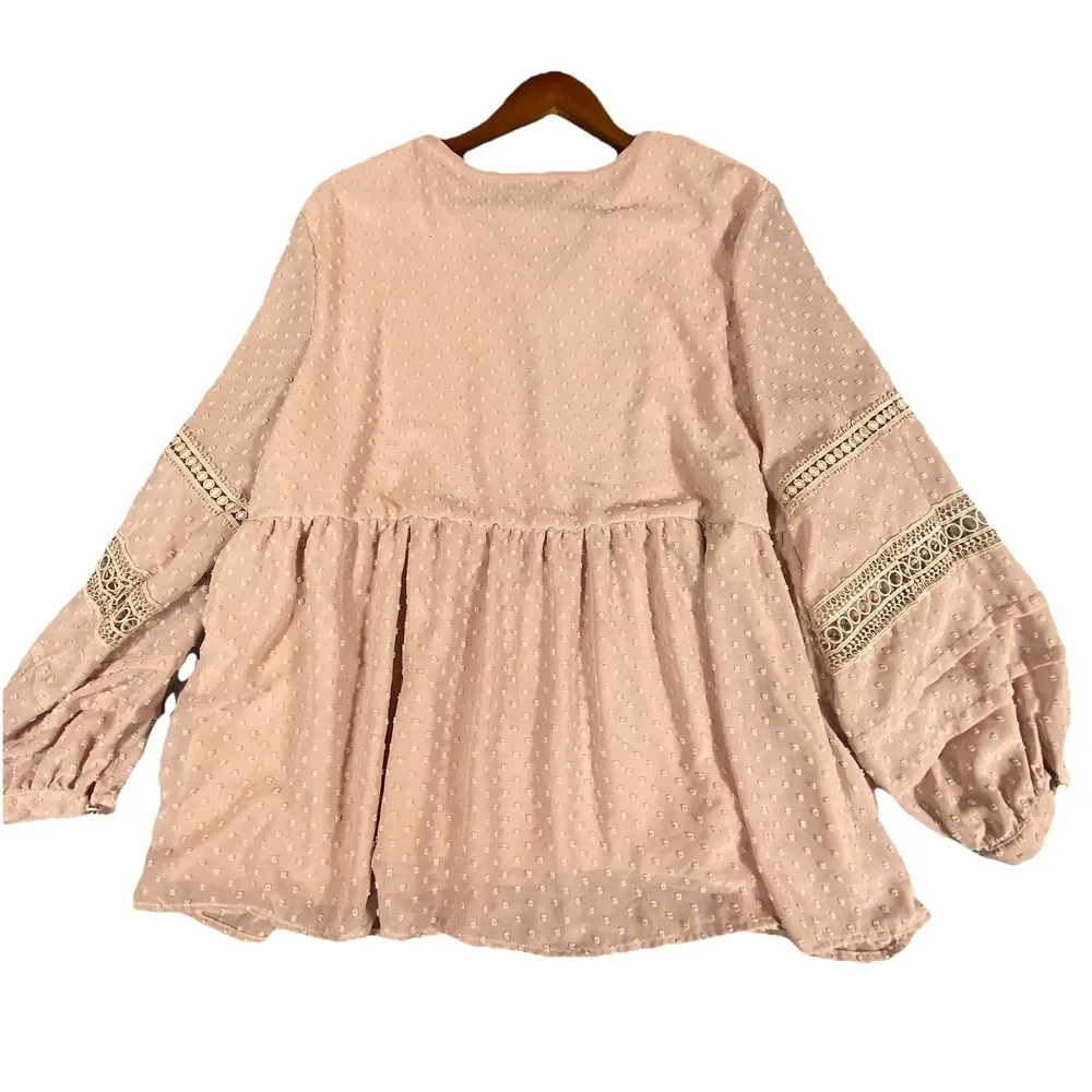 Indigo Soul Babydoll Top Shirt Women 2XL Pink Swiss Dot Summer Fairy Earthy Boho Size undefined - Image 12