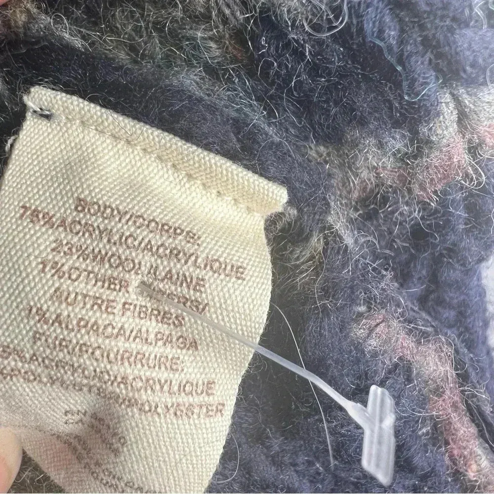 Free People North Star Cardigan Navy Cable Knit with Faux Fur Collar - Image 6