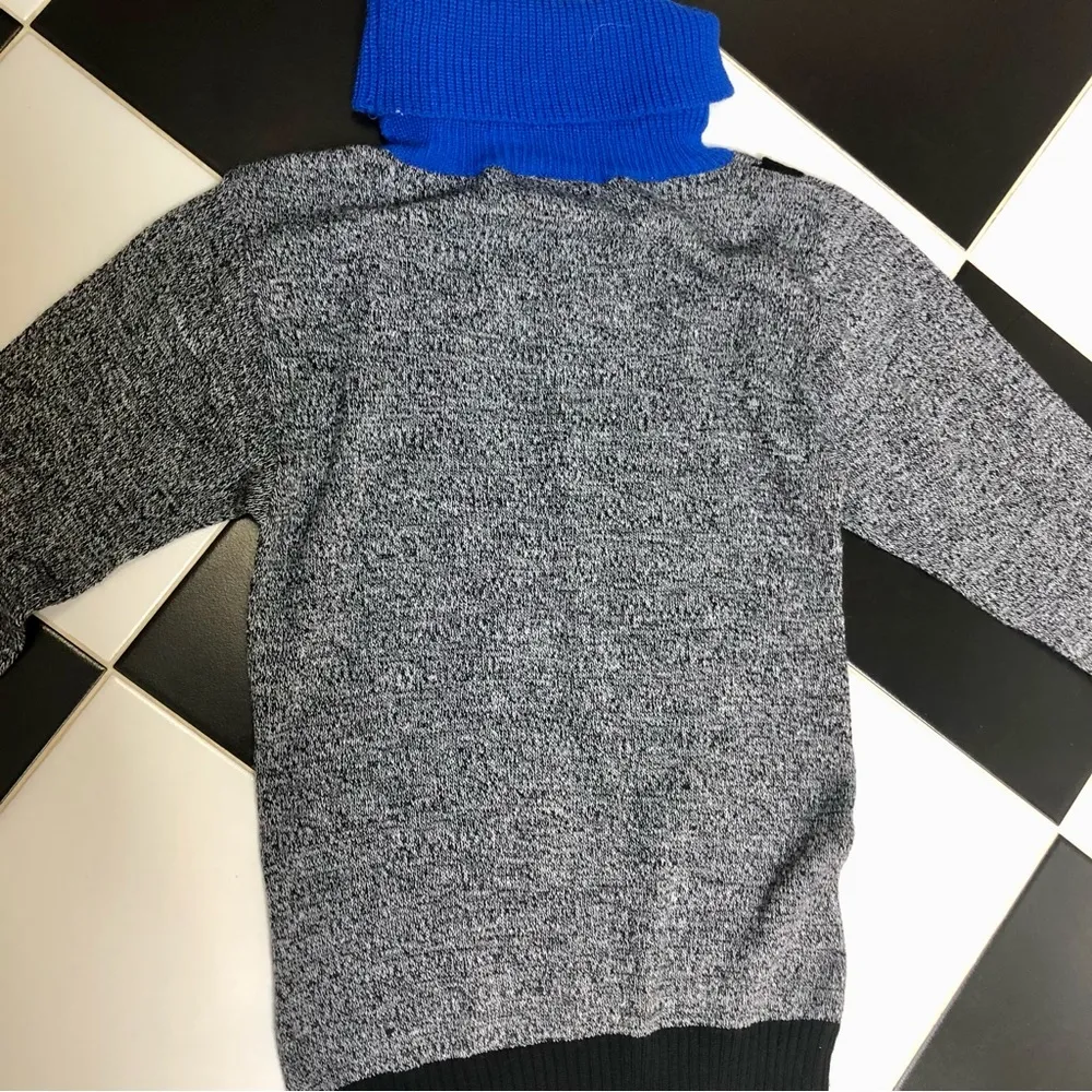 Vintage 90s A’MILANO Long Sleeve Turtleneck Sweater Dress Black Cobalt grey Sz M Blue Size M - Image 7