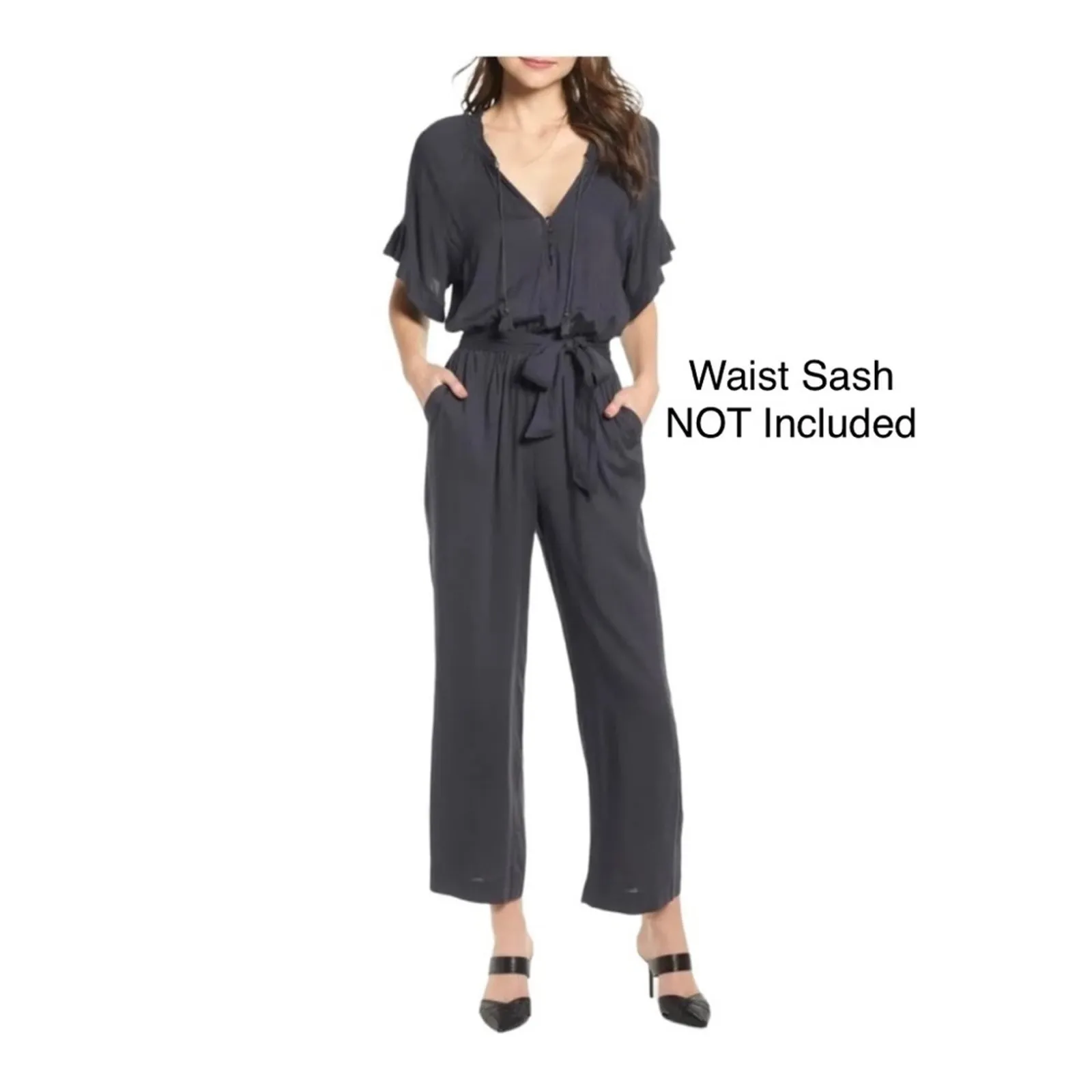 PAIGE Harmony jumpsuit in obsidian Large NEW - Image 2