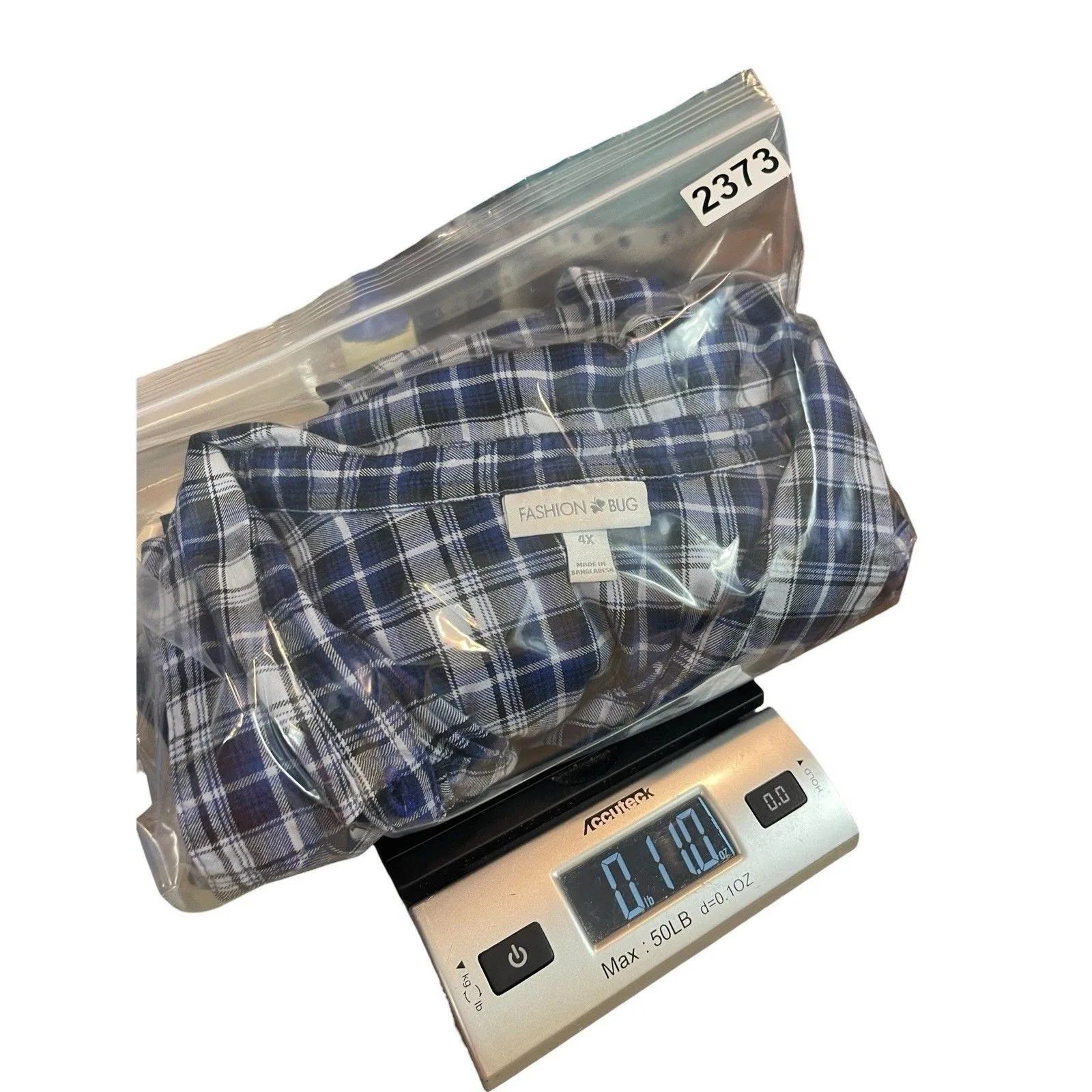 Fashion Bug 4X Blue Plaid Button Up Flannel Top Roll Tab Sleeve Western Country - Image 9