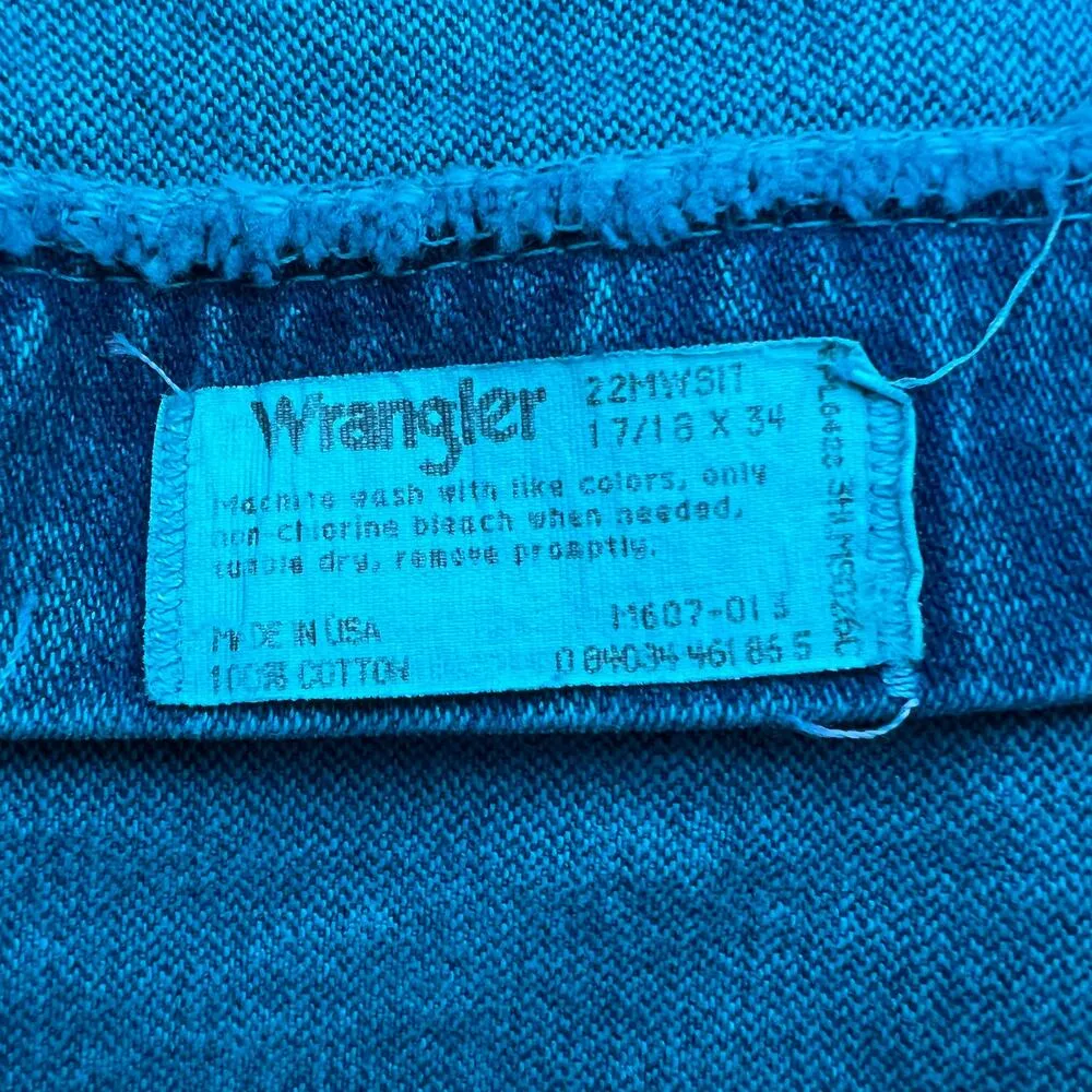 80s Wrangler acid wash neon teal high rise taper ankle wedgy fit cowgirl jeans - Image 5