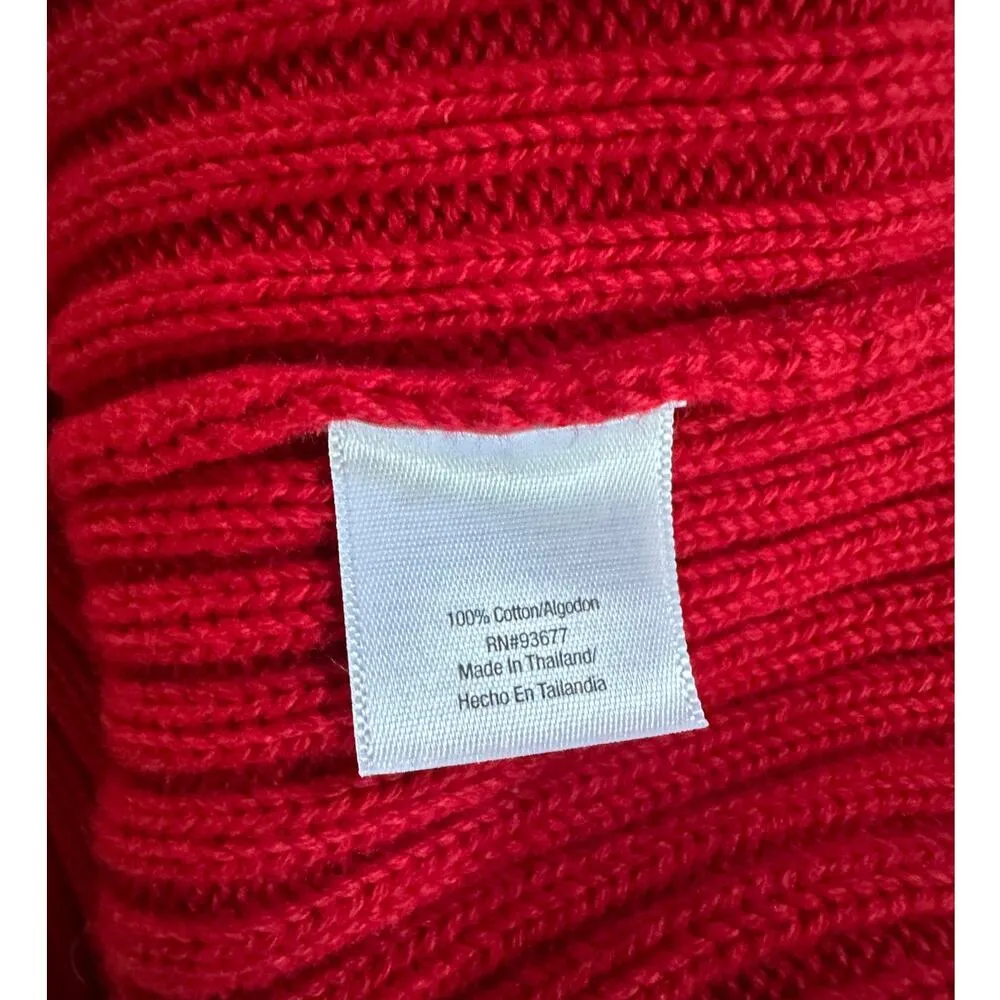 Y2K Preppy Mock Neck Sweater Red/White Black Streetwear Twee Coastal Stripe SZ L Red Size L - Image 4