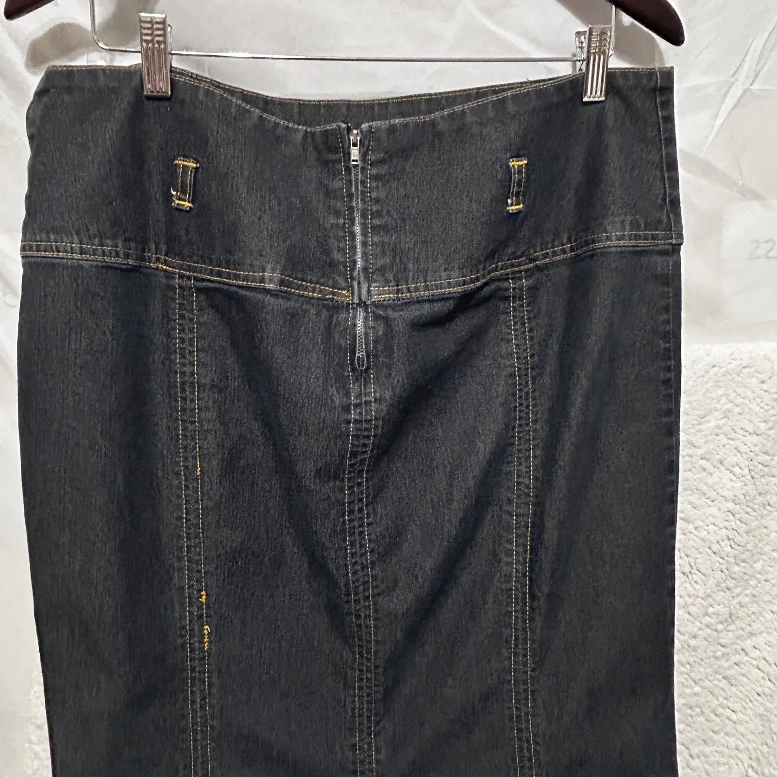 Bisou Bisou Women Maxi Skirt 16 Dark Wash Denim Trumpet Flared Panel Mermaid Y2K - Image 5