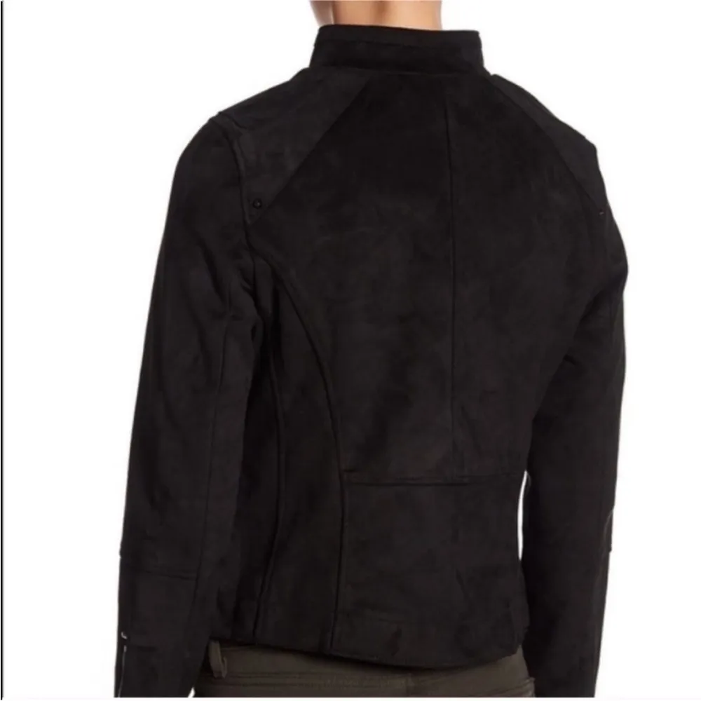 Vince Camuto Vegan Suede Leather Jacket XS Moto Asymmetric Black - Image 9