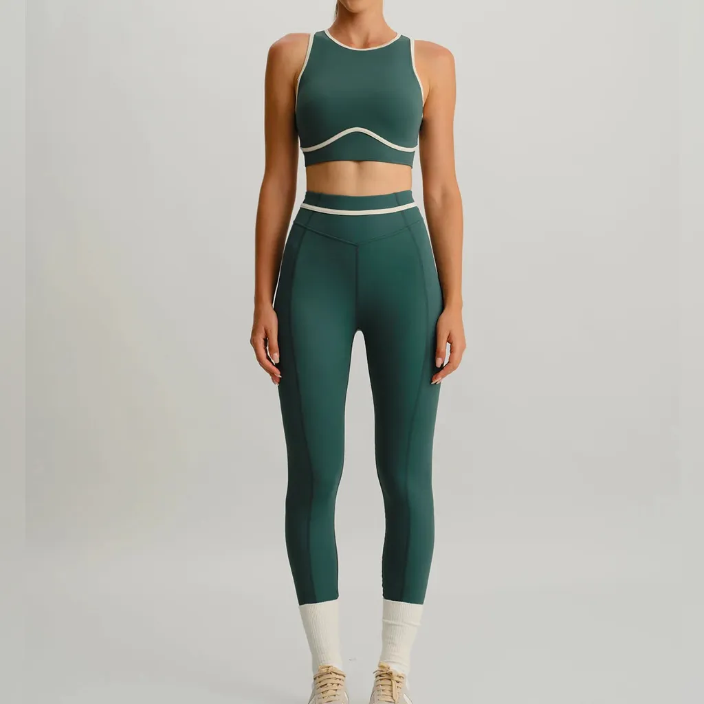 Berlook Dark Green Line Leggings 25" Size M - Image 3