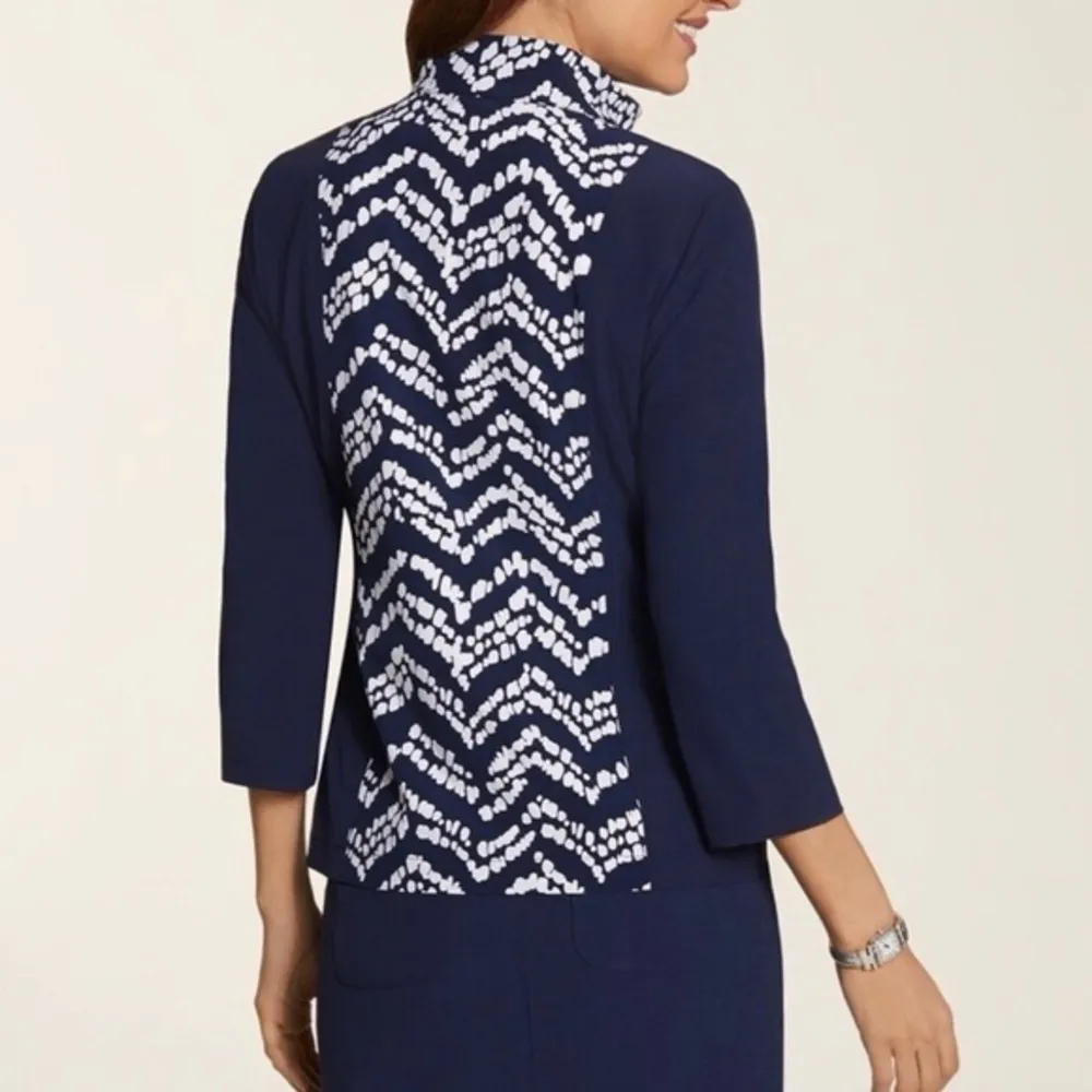 Chico’s Zenergy Athletic Blue Patterned Lightweight Zip Jacket size Large - Image 9