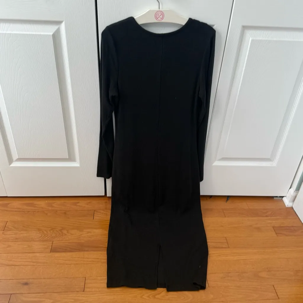 Quince Soft Tencel Rib Long Sleeve Midi Dress in Navy - Image 3