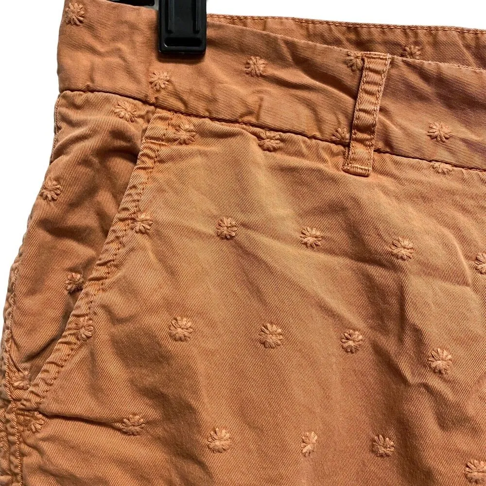 Sundance Pants 6 Orange Floral Applique Accents Skinny Mid Rise Cotton Stretch - Image 4