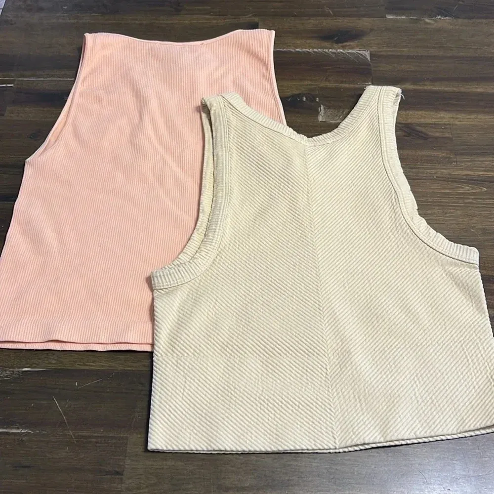 Current San Francisco Seamless Tanks Crop Cropped Bundle Ribbed Textured S/M Orange Size M - Image 8