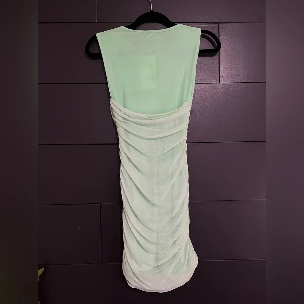 ZARA Green Sheath Tulle Mini Straight Fitted Dress Sleeveless NWT Women’s Sz M - Image 4