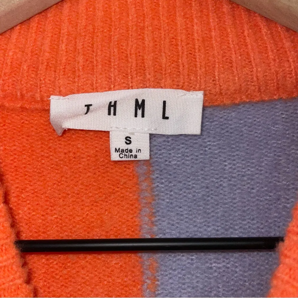 THML  Orange and Purple Colorblock Sweater size small - Image 5