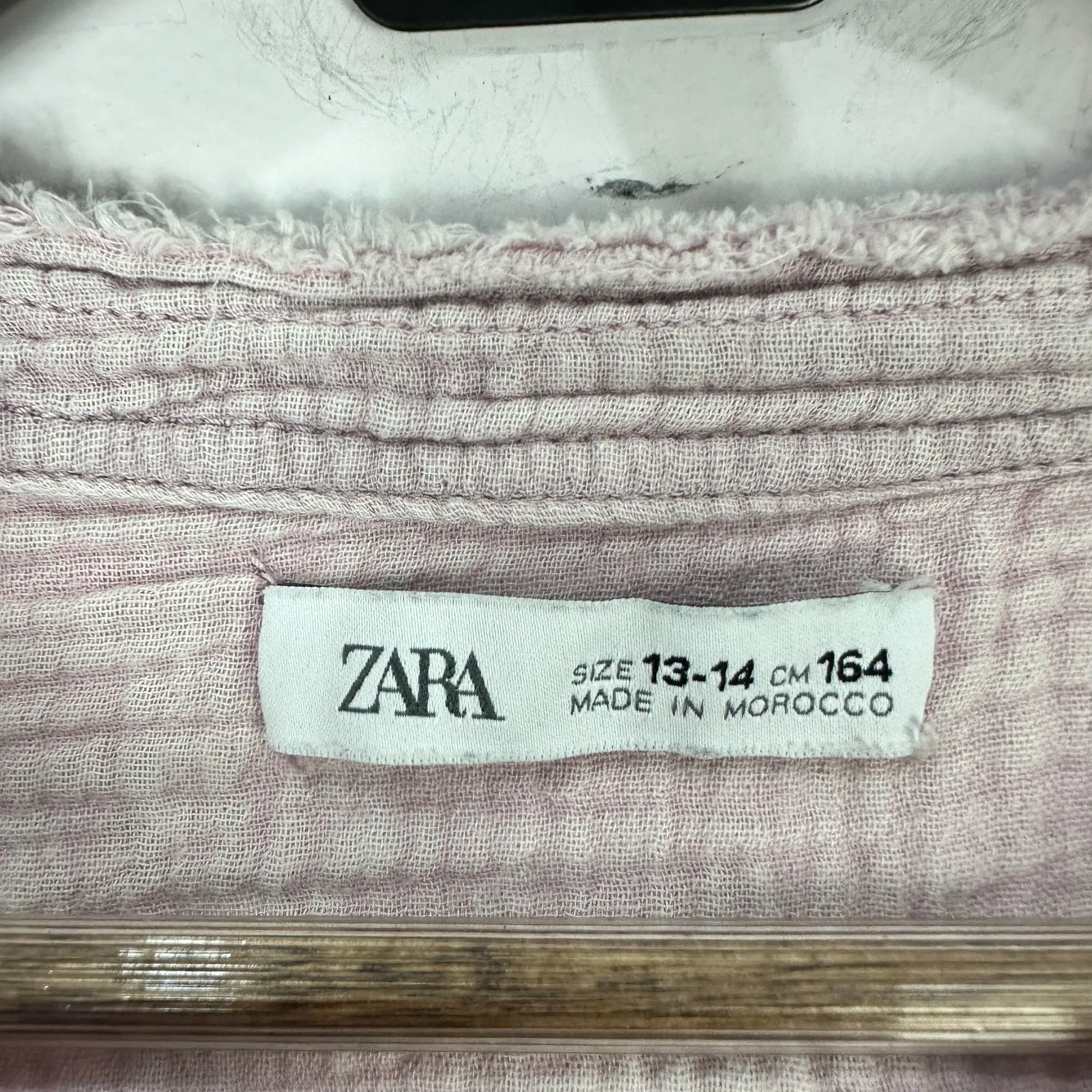 Zara Cotton Gauze Shirt 13-14 Pink Button Down Blouse Cottagecore Boho Casual - Image 3