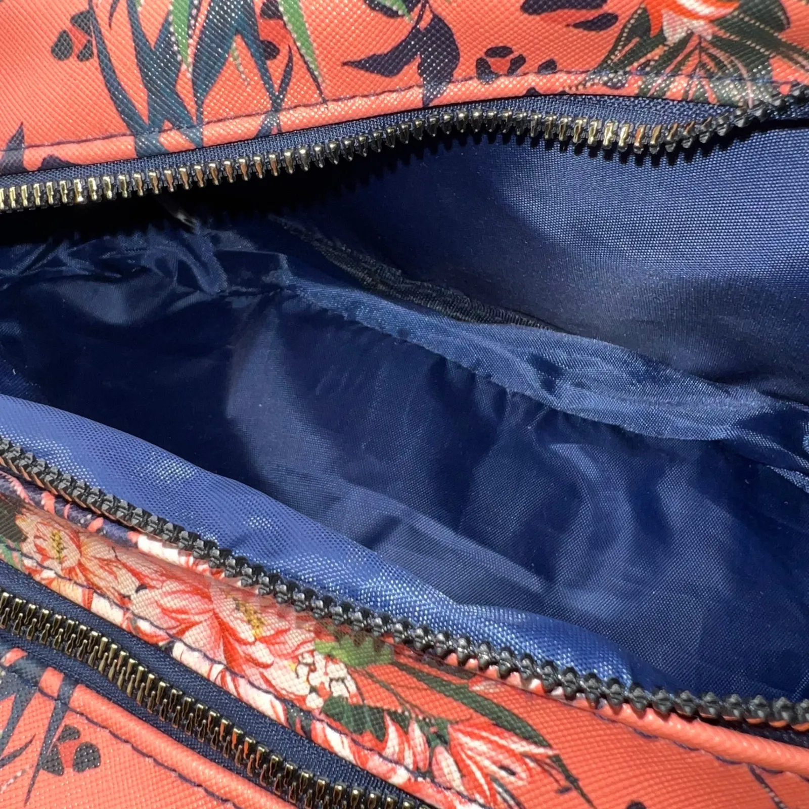 Nicole Miller New York Cosmetic Travel Bag Tropical Floral Print Makeup Pouch Orange - Image 7