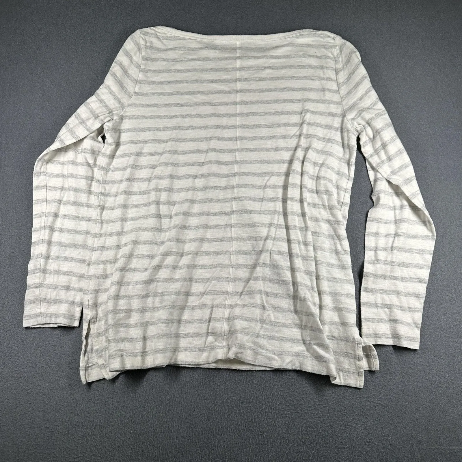 LOFT Shirt Womens XL White Gray Striped Long Sleeve Boat Neck Casual Top Tee - Image 9