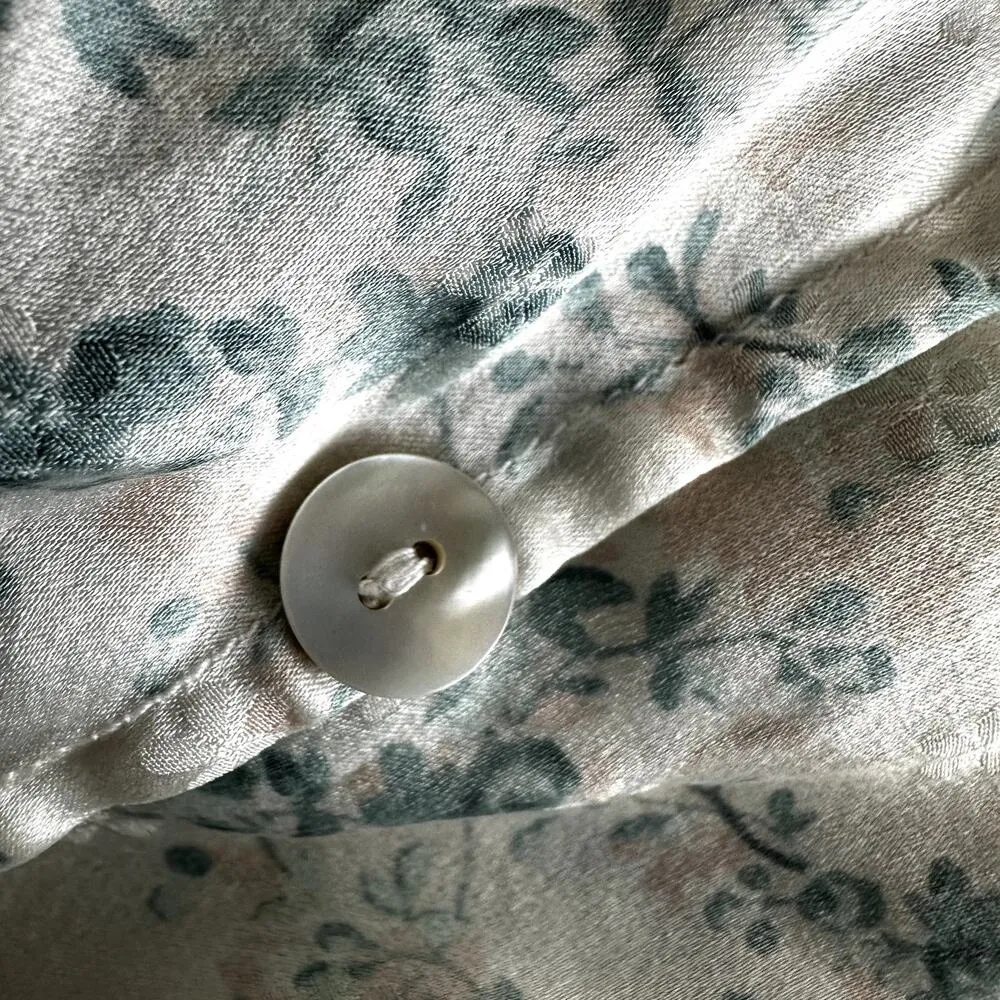 Eberjey x Rebecca Taylor Silk Pajama Top Button Up Chest Pocket Floral Large - Image 3