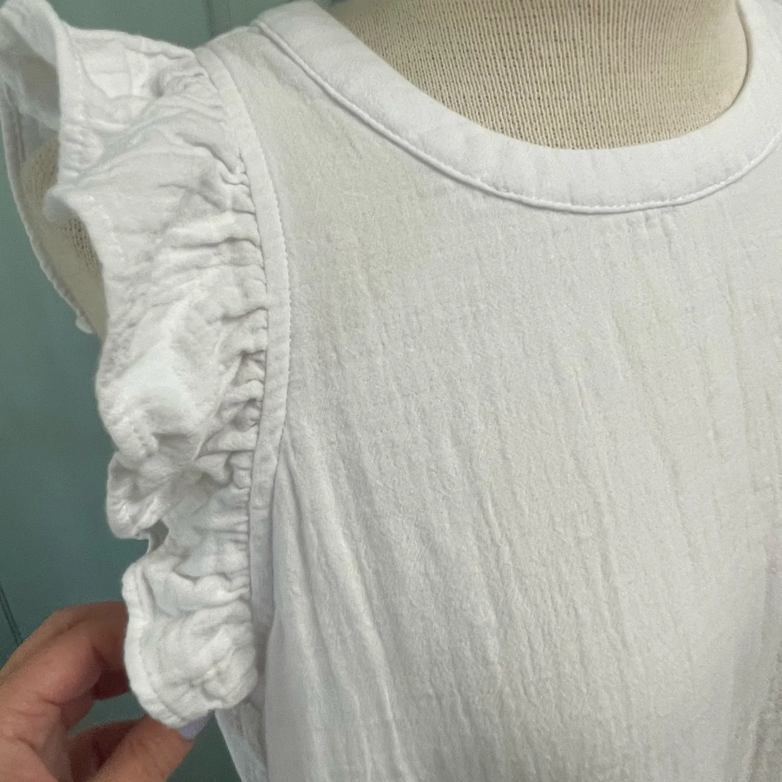 Universal Thread White Tiered Ruffle Dress Sz Large White Beach Prairie Boho - Image 3