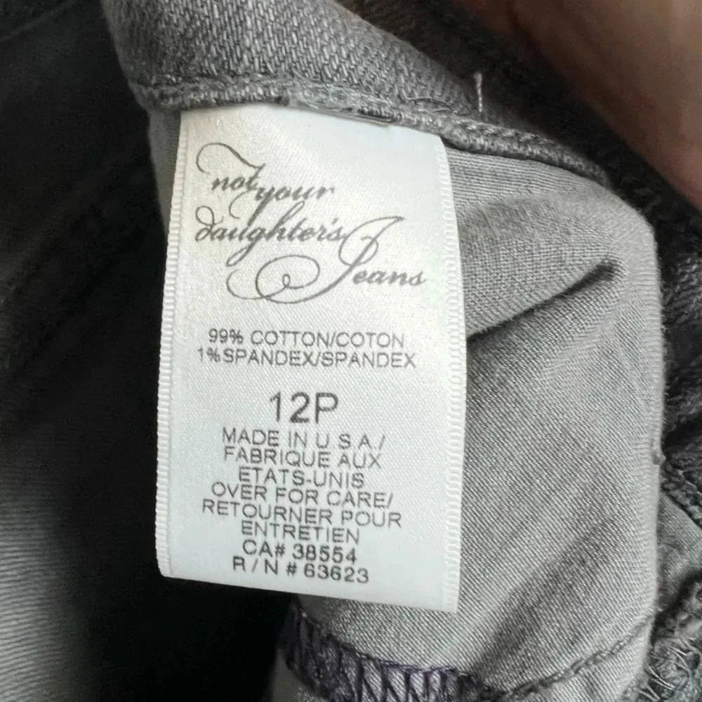 NYDJ Womens Flare Jeans Gray High Rise Stretch Embellished Made in USA 12 Petite - Image 12