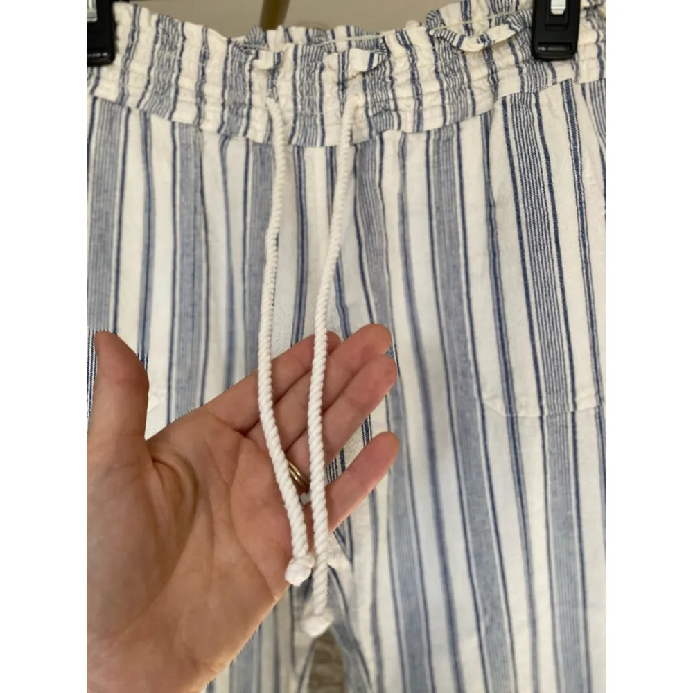 Roxy Wide Leg Linen Lounge Pants Drawstring Resort Vaca Beach Natural Fiber Boho - Image 8