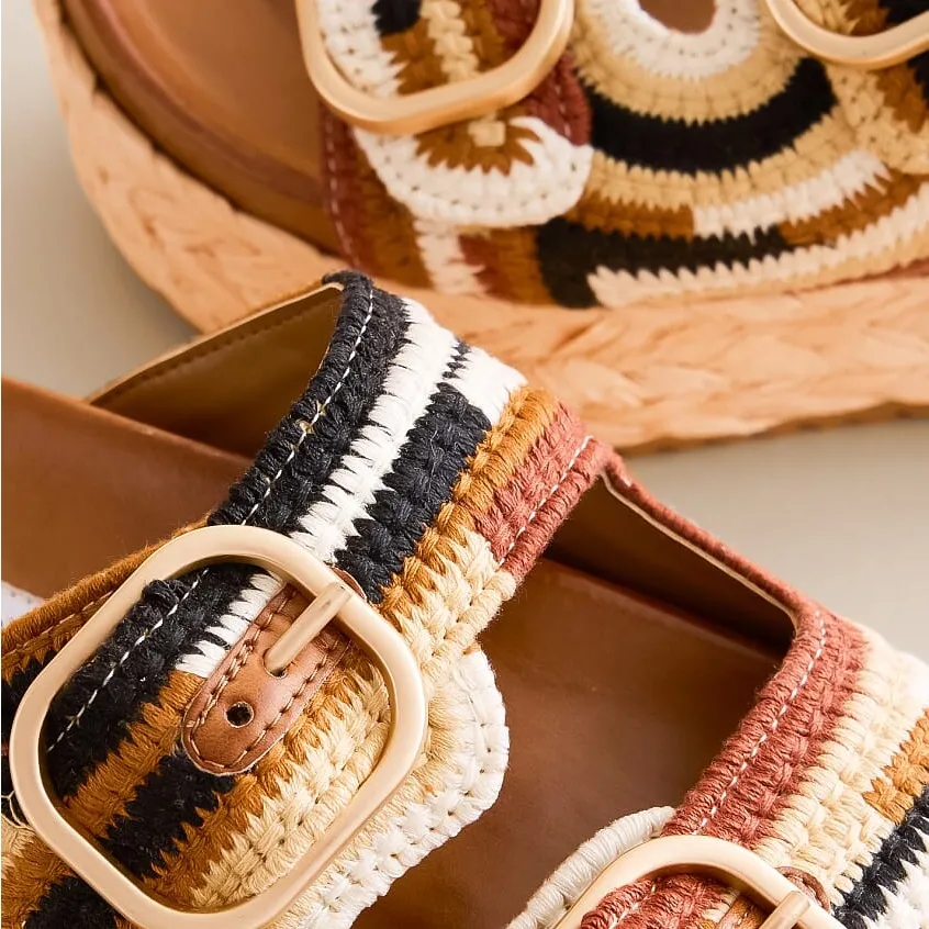 Steve Madden Klare Crochet Multicolor Platform Sandals size 8 - Image 2