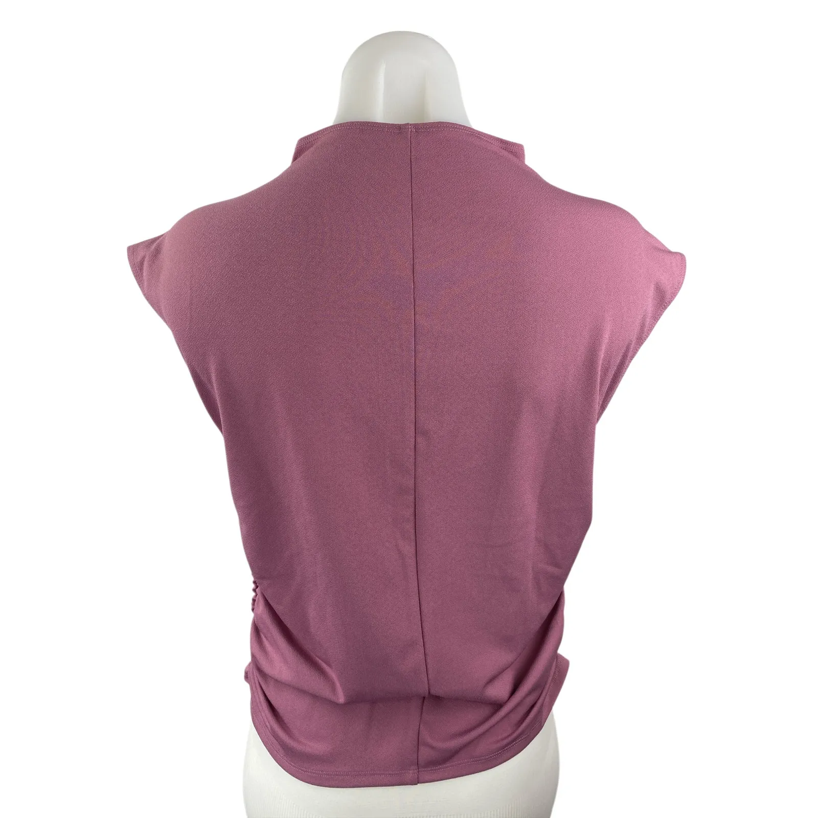 Abercrombie & Fitch Women's Purple Cap Sleeve Mock Neck Ruched Blouse Top Size L - Image 4