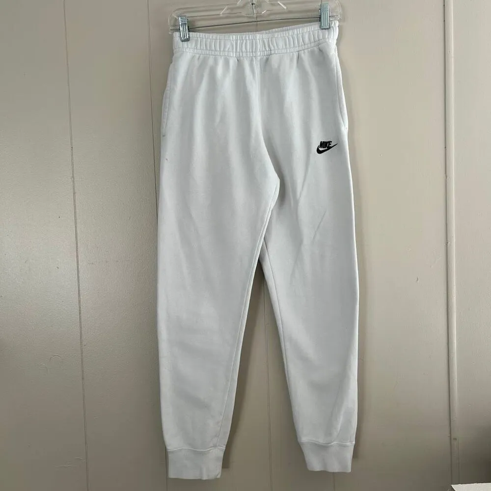 Nike Club Fleece Joggers Womens Small White Sweatpants Embroidered Swoosh - flaw - Image 2