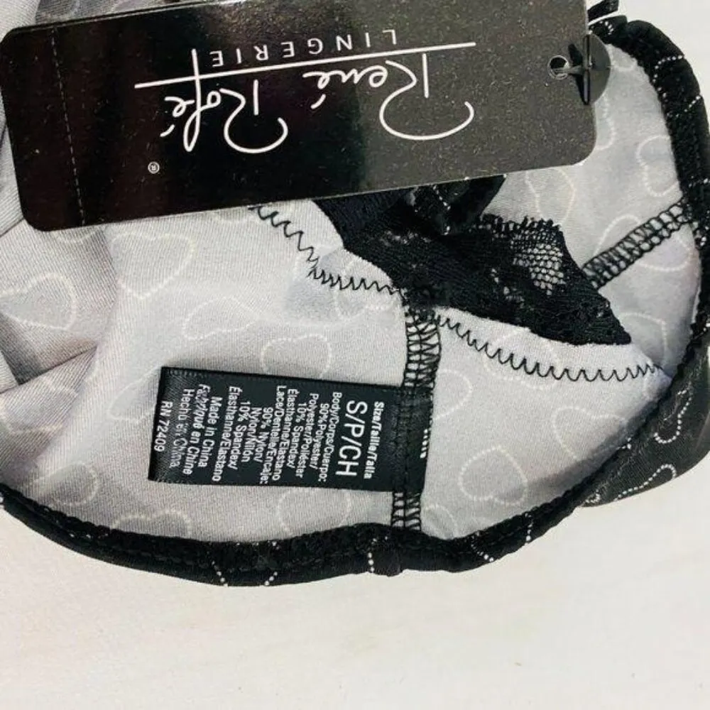 Rene Rofe Lingerie Black White Heart Print Lace Womens Small - Image 4