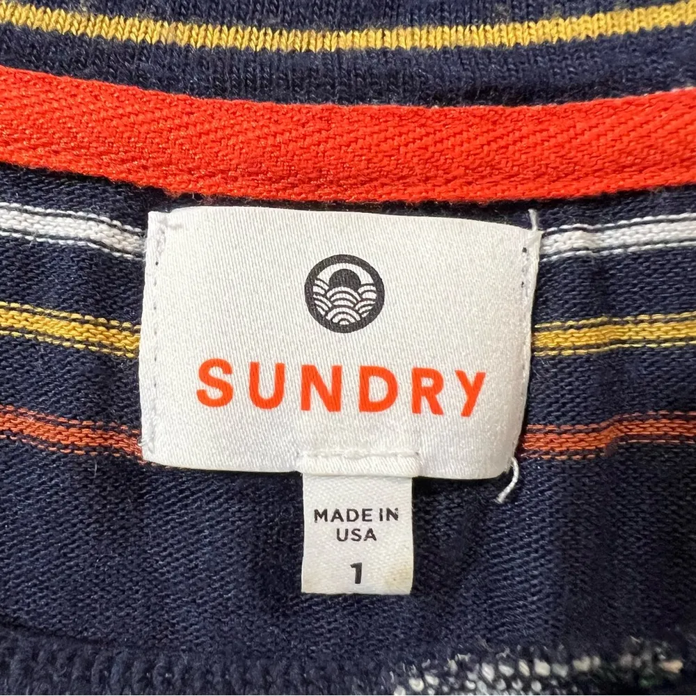 Sundry Multi Striped Rainbow Sweatshirt Top Size 1 / Small EUC - Image 5