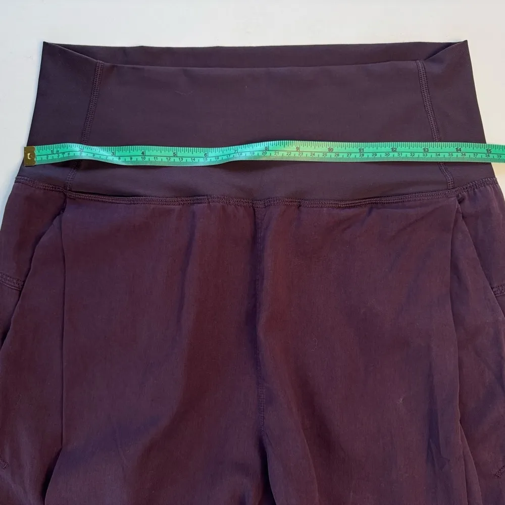 Lululemon Wide leg Culottes Cropped Purple Burgundy Sz 6 Pleat Pocket Athleisure - Image 12